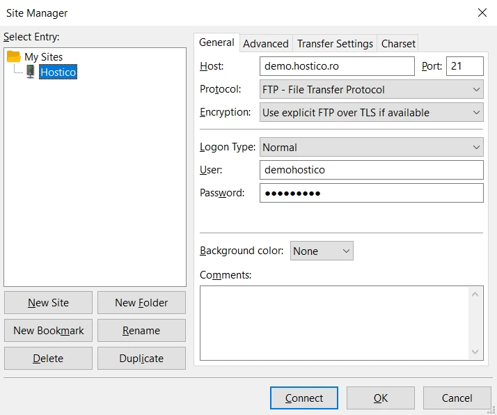 Попълване на полетата на Site Manager