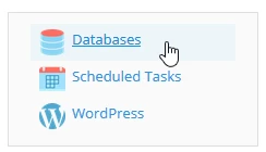 Opţtiunea 'Databases' &icirc;n Plesk