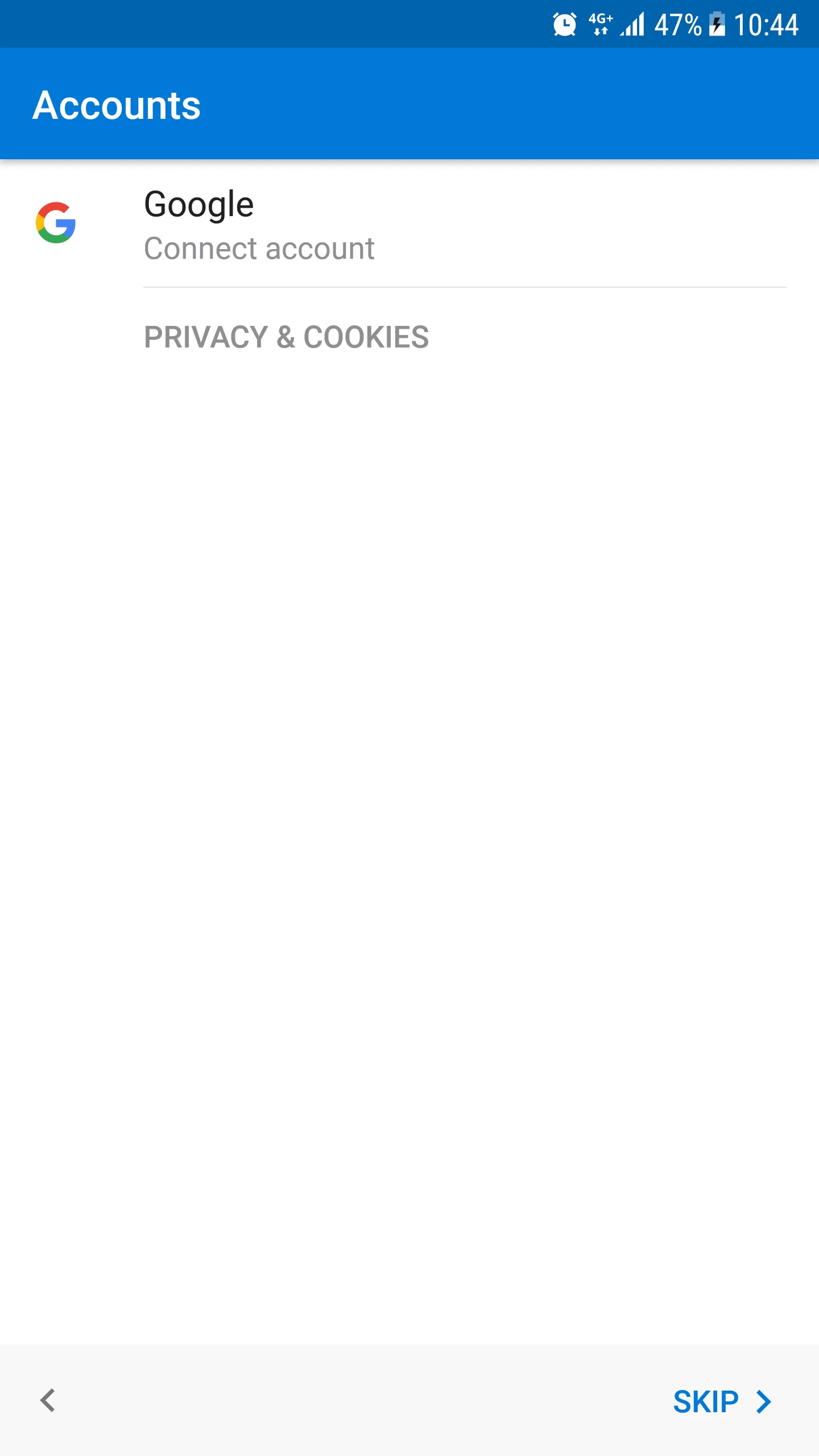 Изберете Пропусни при акаунти