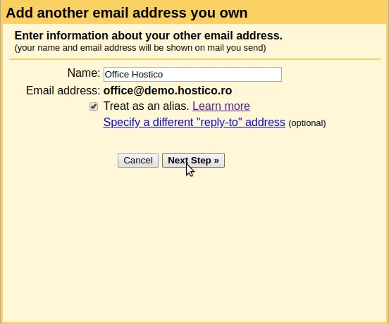 Добавяне на имейл адрес