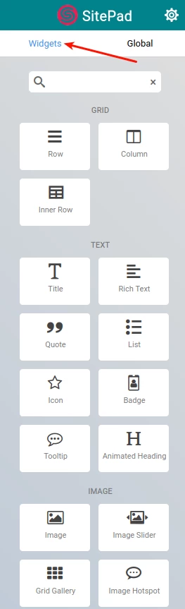 Менюто Widgets