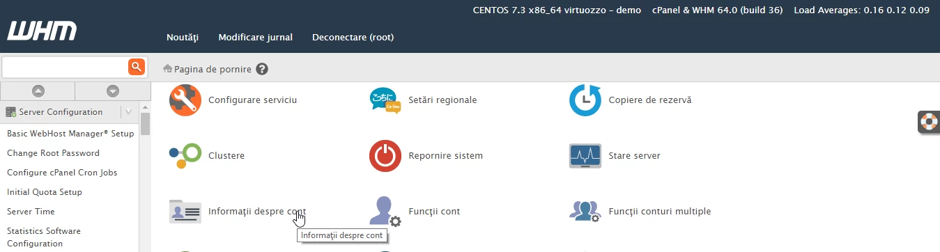 Информация за WHM акаунт