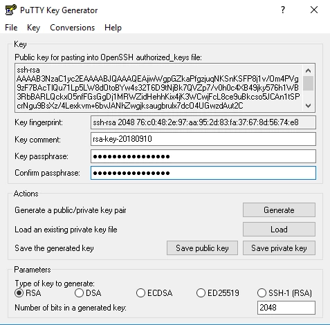Obținerea cheii private și salvarea ei