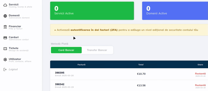 servicii suspendate Hostico